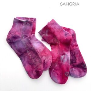 Burgundy Tie Dye Socks Mens Red Purple Ice Dye Ankle Socks Mid Crew Hand Dyed